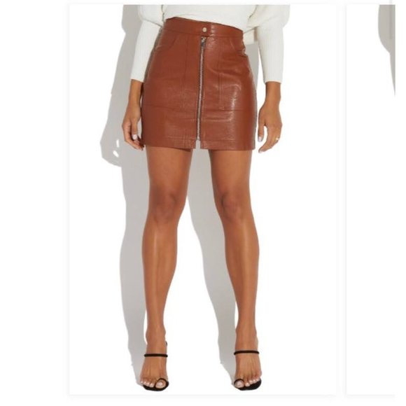 HYFVE Dresses & Skirts - NWT Brown Leather Pocket Mini Skirt